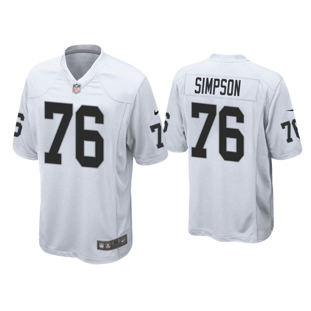 Men Oakland Raiders #76 John Simpson Nike White Game NFL Jersey